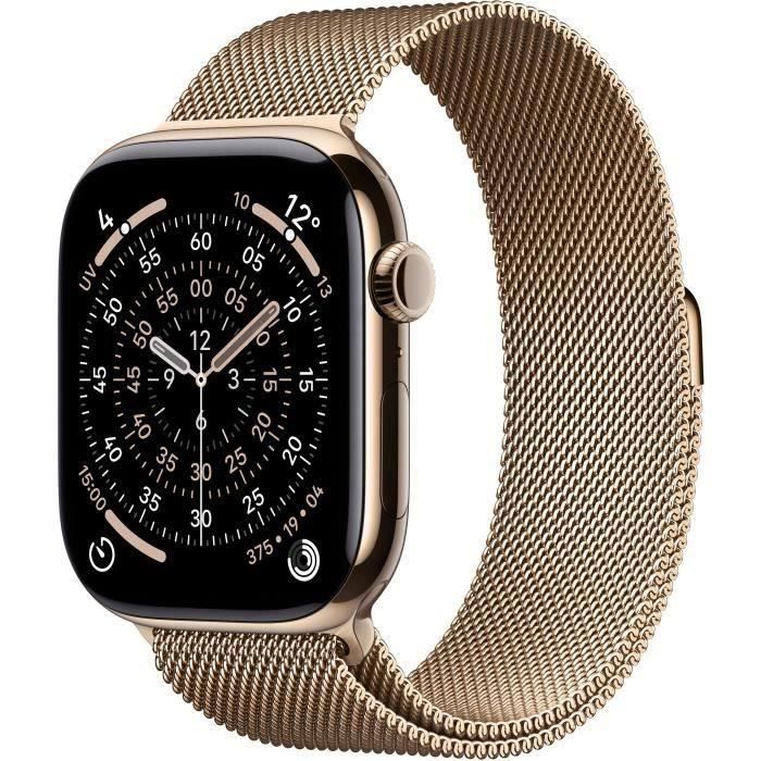 Apple Watch Series 11 GPS + Cellular - 46mm - Boîtier Gold Titanium  - Bracelet Gold Milanese Loop - M/L