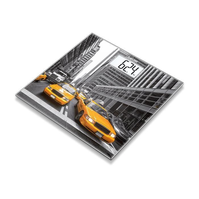 BEURER GS 203 Pèse personne en verre motif New York 150 kg Garantie