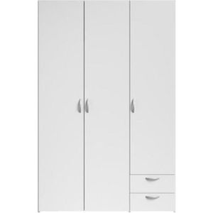 ARMOIRE DE CHAMBRE Armoire VARIA - Décor blanc - 3 portes + 2 tiroirs - L 120 x H 185 x P 51 cm - PARISOT