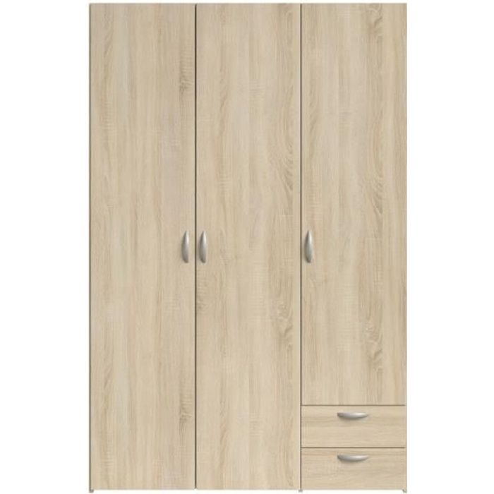 Varia Armoire De Chambre 3 Portes Decor Chene L 120 Cm Achat Vente Armoire De Chambre Varia Rangement 3 Portes Decor Cdiscount