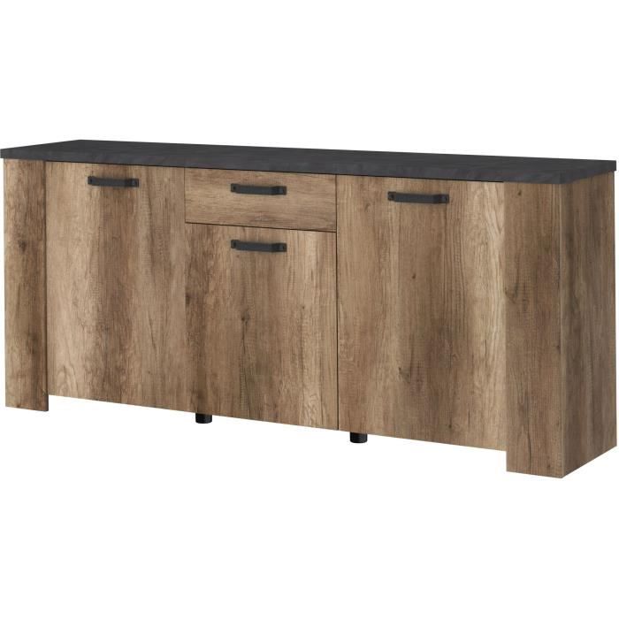 Buffet LINTRUP 2 Portes 3 Tiroirs Coloris Chêne Naturel