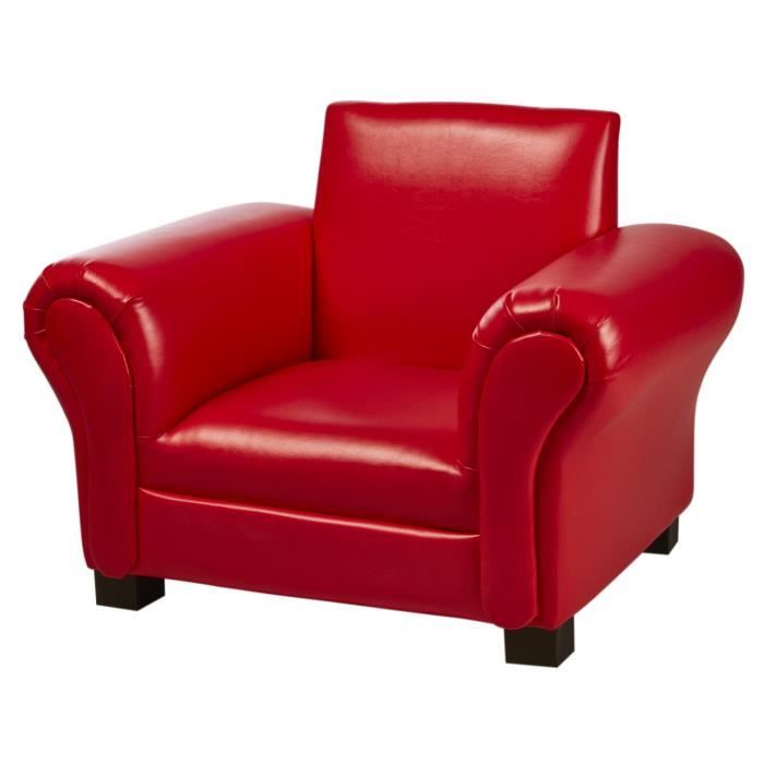 Fauteuil Club Enfant Simili Rouge Contemporain L 58 X P 43 Cm Cdiscount Maison