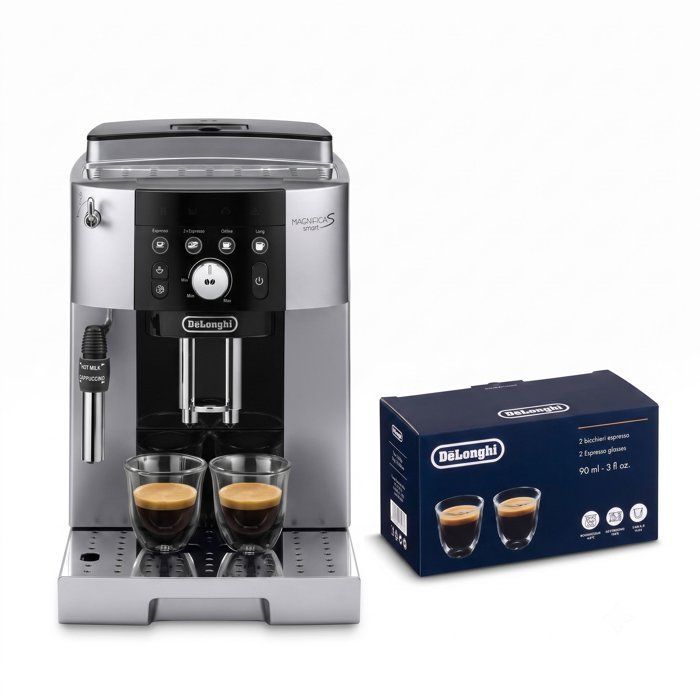 Machine expresso broyeur - DeLonghi - Magnifica S smart - ECAM250.23.SB - 4 recettes - Noir argenté + Set 2 tasses Expresso