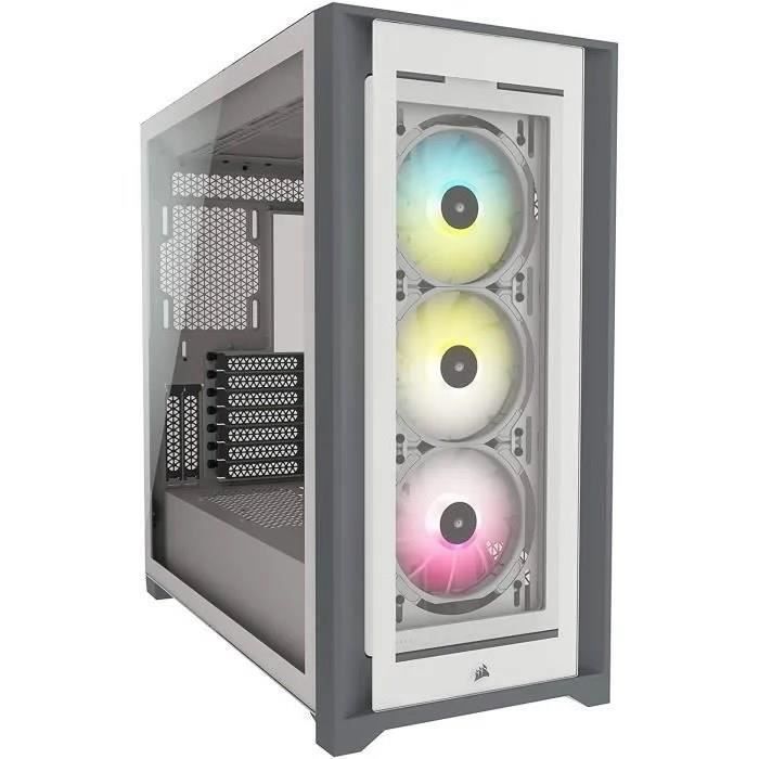 Boîtier PC - CORSAIR - CC-9011213-WW - ATX iCUE 5000X RGB  - Moyen-tour intelligent en verre trempé - Blanc