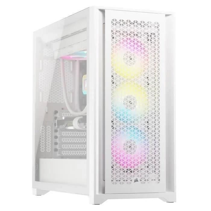 Boîtier PC - CORSAIR - CC-9011243-WW - ICUE 5000D RGB AIRFLOW - Moyen-tour - 3 fans AF120 RGB ELITE - iCUE Lighting Node PRO - Blanc