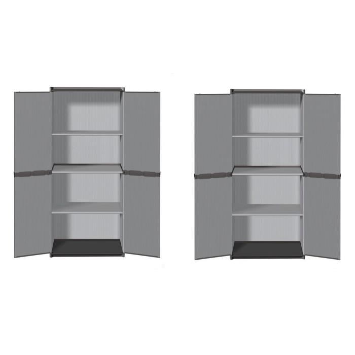 Armoire haute résine noir anthracite 3 tablettes XL H.182 x L. 89 cm Logico