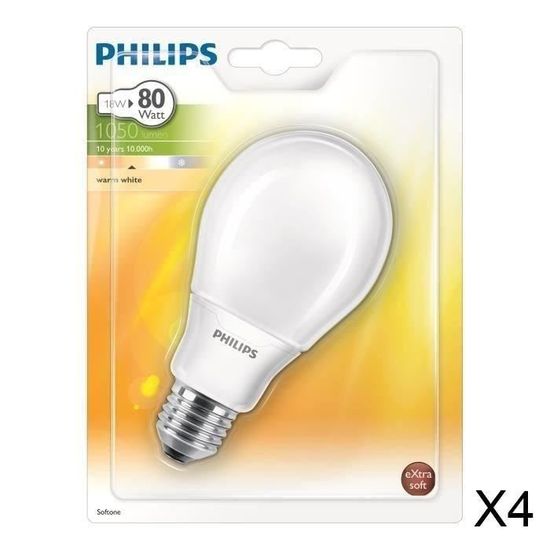 PHILIPS Eco Lot de 4 Ampoules E27 18W Cdiscount Maison