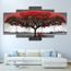 Imprimé 5 panneaux peinture toile noir et blanc mur d'arbre rouge image  (sans cadre sans étirement)~YJ3979 - Achat / Vente tableau - toile -  Cdiscount