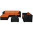 Salon De Jardin 6 Elements En Resine Noire Coussins Orange