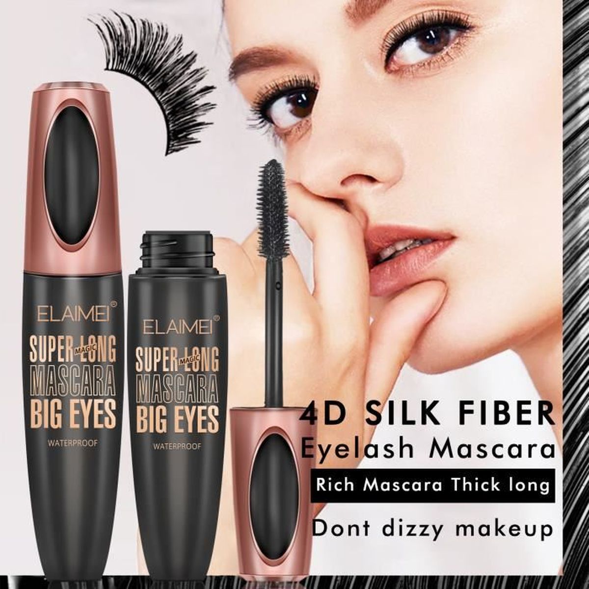 ELAIMEI Mascara 4D Curling Big Eyes Épais Et Mince Sans Prise Facile À