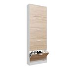 CASABEL Meuble de Rangement à Chaussure 15 Paires - Grande Capacité pour Entrée - L60xP17xH180 cm - Portes Bois Clair Cadre Blanc