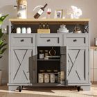 SEYAKANY Meuble de cuisine moderne avec îlot central sur roulettes, avec rangements, séparateurs amovibles et porte-serviettes, gris