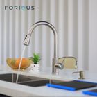 Robinet de Cuisine en Acier FORIOUS Mitigeur d'évier Rotatif 360 Degré avec Douchette extensible, 3 Jets Nickelé