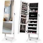 Armoire à Bijoux avec Miroir sur Pied - RELAX4LIFE - Inclinable à 4 Niveaux - 5 Étagères - Organisateur de Bijoux Verrouillable