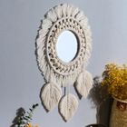 Miroir mural - WIRLSWEAL - Ovale - Frange tissée - Vintage - 25cm de diamètre