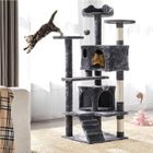 Yaheetech Arbre à Chat Griffoir Grattoir Chatons Centre Activité 138,5cm 2 Balles de Jouet 2 Niche 3 Colonne en Sisal Gris Foncé
