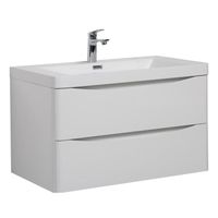 Meuble de salle de bain Vienna 80 cm lavabo Badplaats - Blanc brillant - Armoire de rangement Meuble lavabo