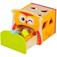 Jouet de Premier Age - LEOMARK - Cube de tri de formes en bois - Formes simples et couleurs brillantes
