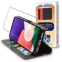 ebestStar ® pour Samsung Galaxy A22 5G - Etui Portefeuille PU Cuir + Film protection écran en VERRE Trempé, Noir / Rouge