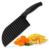 Joejis Coupe frites en alliage d'acier avec poignée ergonomique en PVC Couteau frites ondulees de 29 cm 