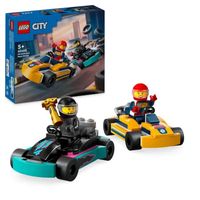 LEGO® 60400 City Les Karts et les Pilotes de Course, Jouet avec 2 Karting, avec 2 Minifigurines de Pilotes de Voitures