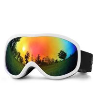 Anti-Buée Lunettes de Ski,Anti-poussière Coupe-Vent protection UV400 Masques de Snowboard pour Hommes&Femme,Garçons et Filles-Blanc