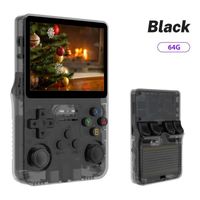 64go - Console de jeu portable R36S 3,5 pouces IPS, noir transparent