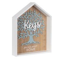 Porte-clés Arbre de Vie à accrocher au mur ou sur une table, bois MDF blanc et marron en forme de maison, organisateur porte-clés