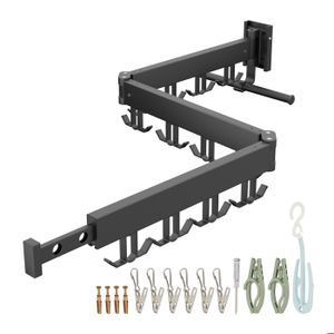 Séchoir à Linge Mural Extensible NiuLifeya – 7 Barres, Pliable – Capacité 2 Kg Par Barre – Pour Buanderie, Salle De Bain