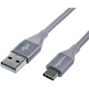 Basics Câble en nylon à double tressage USB de type C vers Micro B 2.0 mâle 0,9 m,Gris foncé 