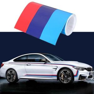 Voiture 1M*15CM M Sport 3-couleur rayures Autocollant vinyl decal badge emblème pour BMW