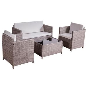 Kunga Ensemble Salon De Jardin Resine Tressee Gris 4 Places