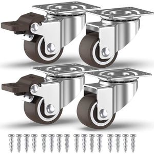 Lot De 4 Roulettes Pivotantes De 2 Pouces Pour Meubles - Support En U, Capacité 27kg Chacune, Vis Incluses, Silencieuses - 8