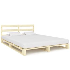STRUCTURE DE LIT Cadre de lit de palette en bois de pin massif 200 x 200 cm - ESTINK - Classique - Intemporel