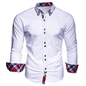 CHEMISE - CHEMISETTE Chemise Formelle pour Hommes décontractée à Manches Longues Chemises habillées Classiques boutonnées - Blanc HBSTORE