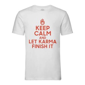 T-SHIRT T-shirt Homme Col Rond Blanc Keep Calm and Let Kar