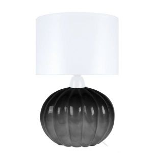 LAMPE A POSER PUMPKIN-Lampe à poser globe verre  fumé Abat-jour: cylindre tissu blanc 1 ampoule E27 urbain P30xD30xH41cm