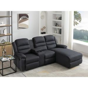 CANAPE RELAXATION Canapé d'angle droit relax en tissu anthracite MAC