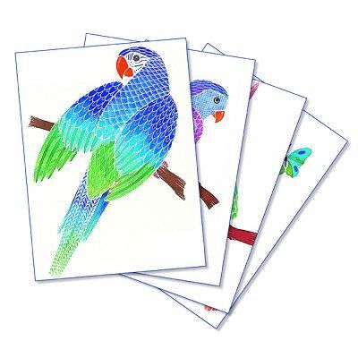 SENTOSPHERE - Aquarellum Junior Perroquets - Coffret de 4 tableaux sertis sur le thème des perroquets - Jeux - Jouets