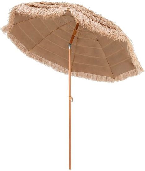 Ombrellone Giantex 3m Con Luci LED A Pannello Solare – 8 Stecche, Inclinabile, 2 In 1 Pioggia E Sole (Beige/Rosso/Marrone)