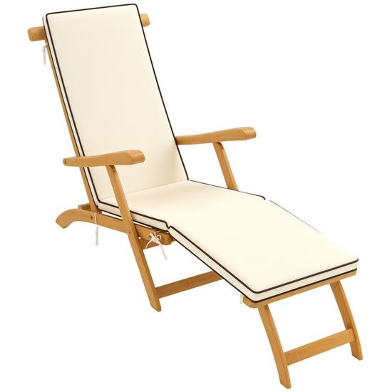 Outsunny Chaise Longue Bain De Soleil Transat Avec Auvent Rétractable