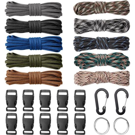 Matybobe Pack de Matériel de Fabrication Poing Singe, Kit Tissage Boules Paracorde avec Cordes Colorées, Base en Bois, Tiges en Acier Inoxydable, Perles