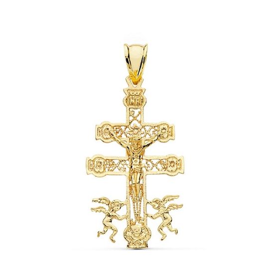 Pendentif Croix De Caravaca Christ Et Anges – Relief 4 Cm – Argent Sterling 925 – Bénie Et Façonnée à Caravaca De La Cruz