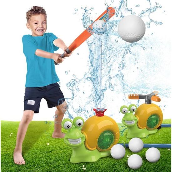 Jouet Baseball 2-en-1 Avec Arrosage – Arroseur Rotatif, Batte, Balles – Jeu D’eau Extérieur Pour Enfant
