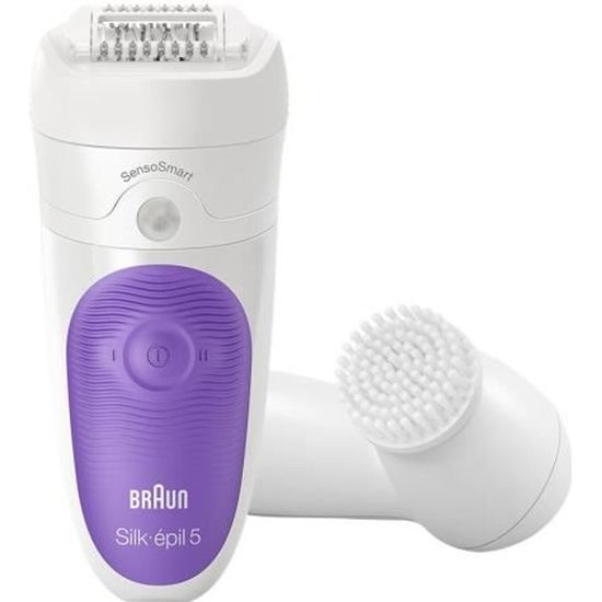 Epilateur sans fil Braun Silk-épil 5 SensoSmart 5-870 avec brosse nettoyante pour le visage - Violet
