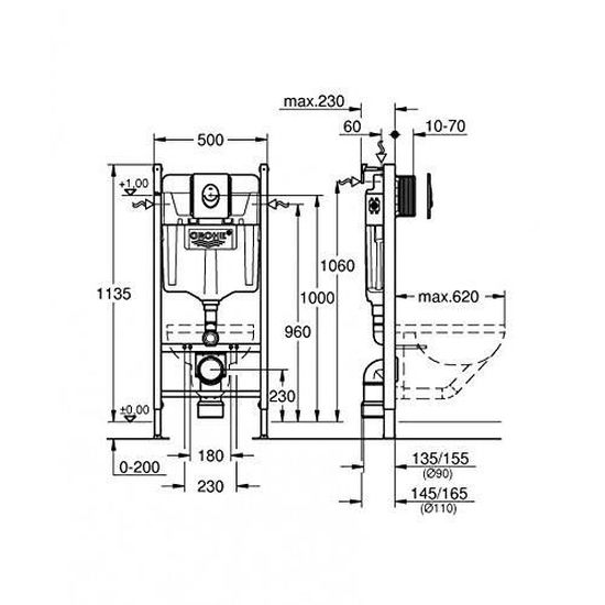 Grohe Rapid SL, Module Pour Cuvette WC Suspendue, EcoJoy: 38526000