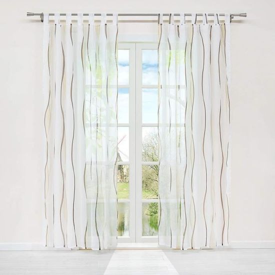 Rideau Transparent Japonais Samouraï 140x213 Cm – Passe-tringle, Voilage Léger – Pour Salon, Chambre, Bureau