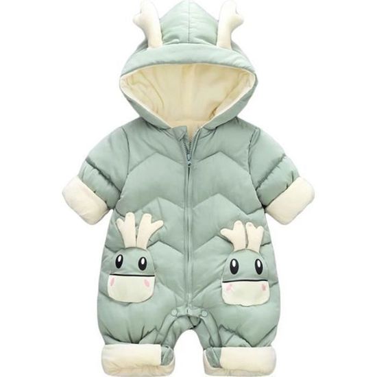 Combinaison De Neige Enfant North Field 23 Mois Vert Kaki - Capuche Avec Bordure Fourrure, Occasion Très Bon état