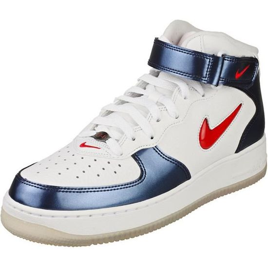 Baskets Nike AIR FORCE 1 MID QS DH5623 101 Homme Blanc bleu 44 EU Blanc bleu Cdiscount Chaussures