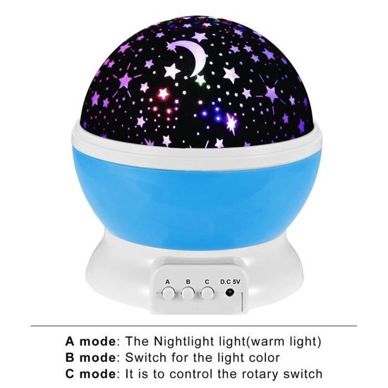  Ciel Étoile Nuit Lumière,Lampe Projecteur,4 LED Veilleuse de Nuit pour Enfant,360 degrés Rotating Lampe de Nuit